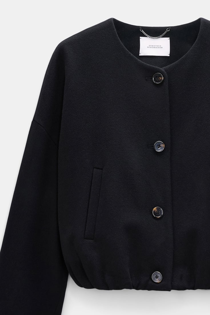 Dorothee Schumacher Blouson aus gebürsteter Wolle vinyl black Product Detail View