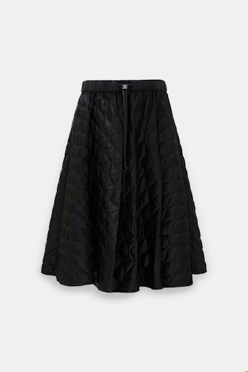 Dorothee Schumacher Quilted skirt in Japanese satin vinyl black Product Front View