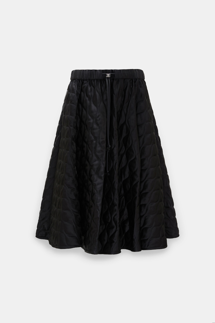 Dorothee Schumacher Quilted skirt in Japanese satin vinyl black Product Front View