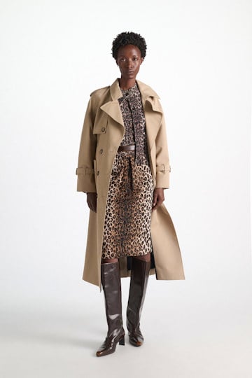 Dorothee Schumacher Leopard print midi skirt Leo Placed light brown Model Front View