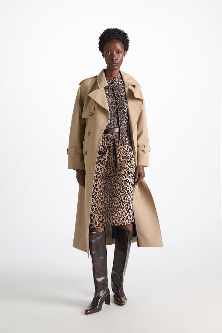Dorothee Schumacher Leopard print midi skirt Leo Placed light brown Model Front View
