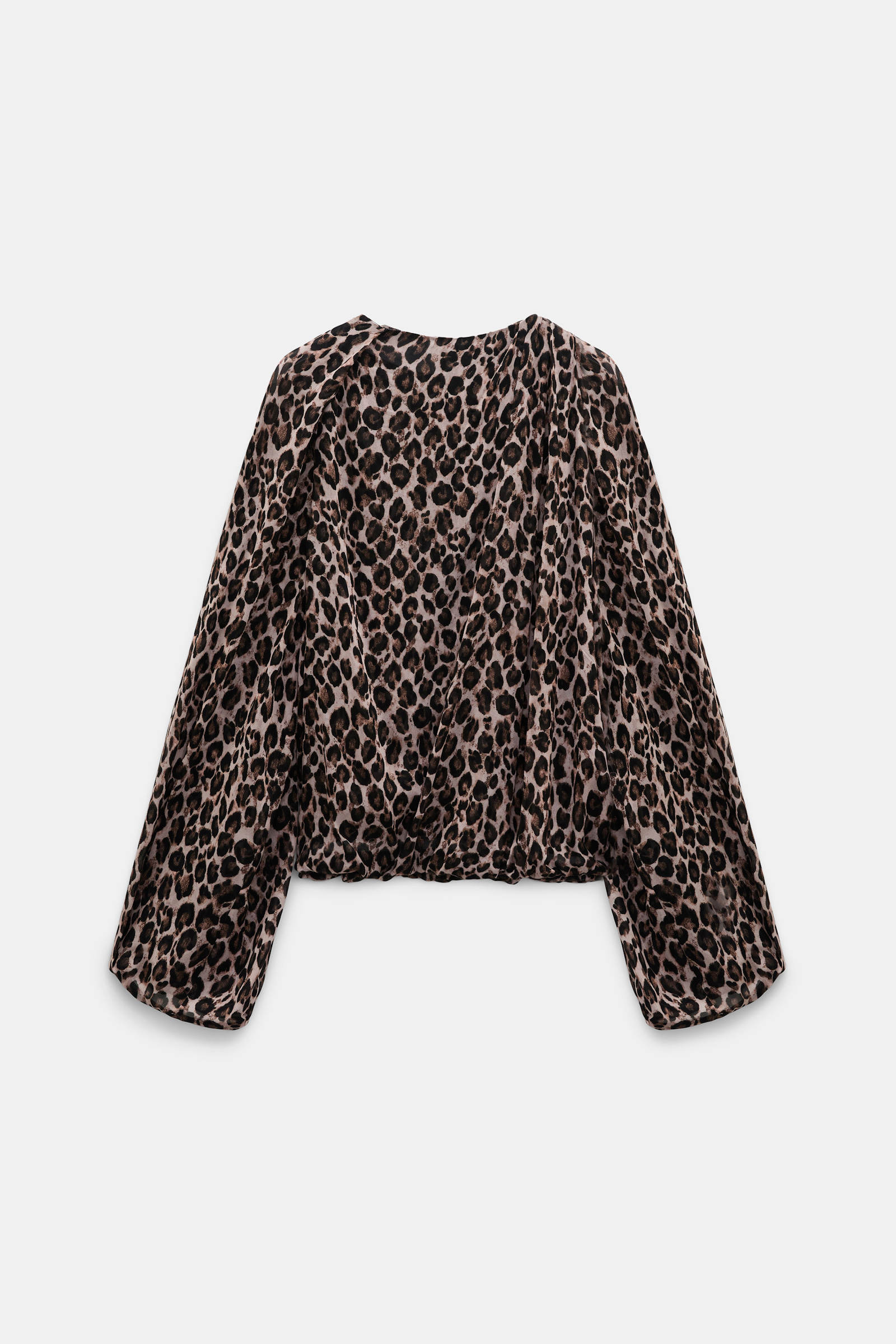 Dorothee Schumacher Bluse mit voluminösen, drapierten Ärmeln mit Leopardenmuster aus Viskose-Georgette leo placed brown Product Front View