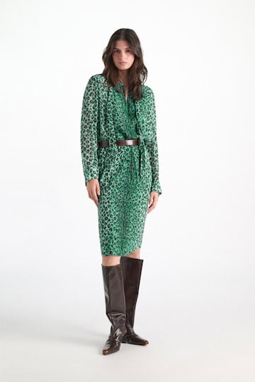 Dorothee Schumacher Leopard print blouse with scarf leo placed green Model Front View