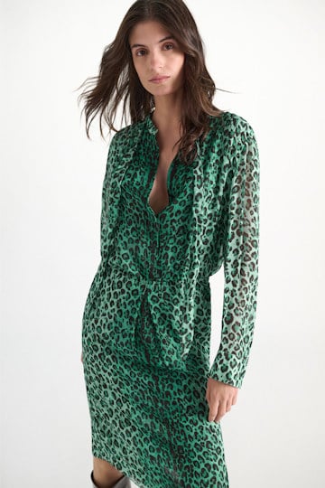 Dorothee Schumacher Leopard print blouse with scarf leo placed green Model Detail View