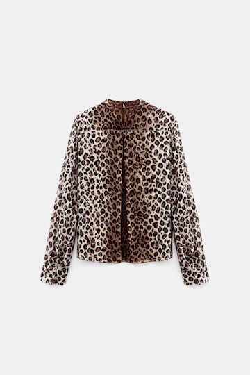 Dorothee Schumacher Leopard print blouse with scarf Leo Placed light brown Product Detail View