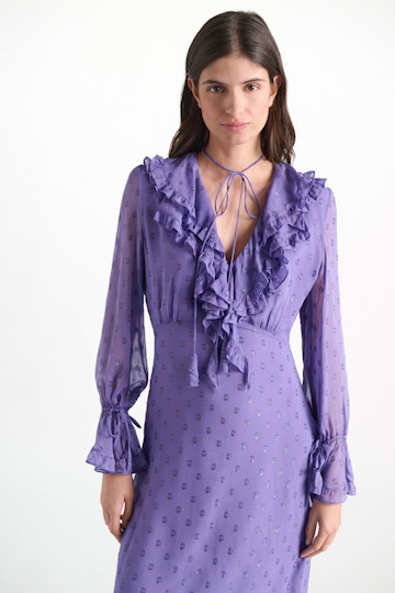 Dorothee Schumacher Kleid aus Seiden-Crêpe-Chiffon violet Model Detail View
