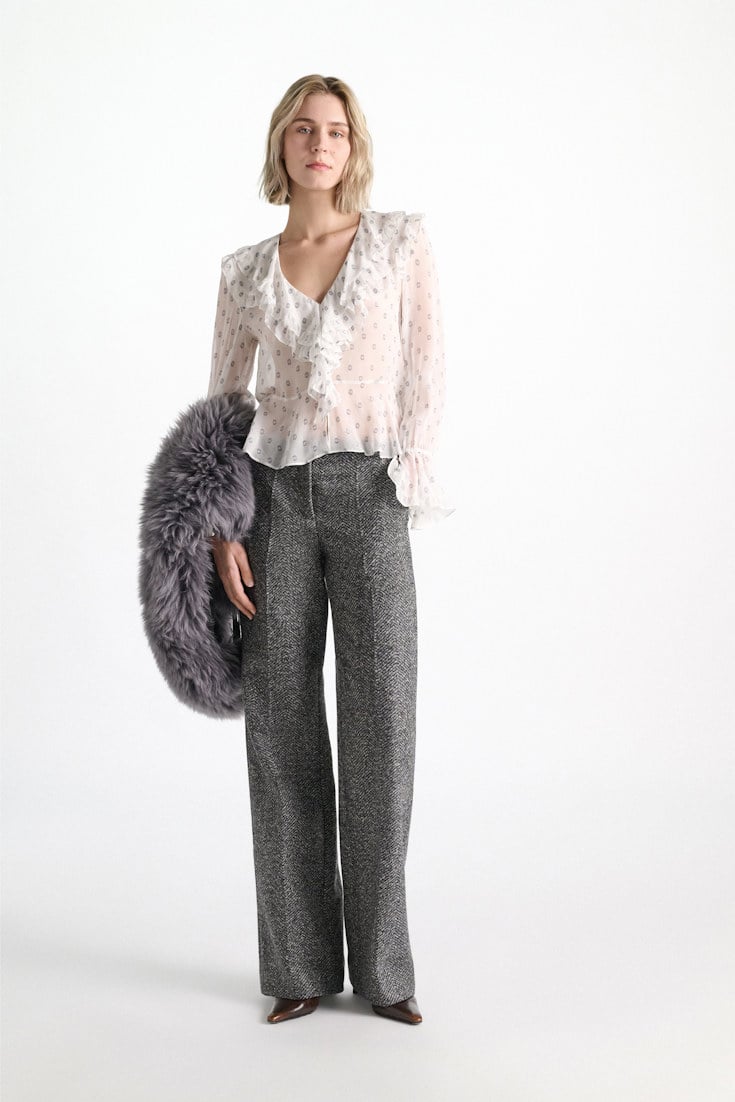 Dorothee Schumacher Silk crepe chiffon blouse camellia white Model Front View