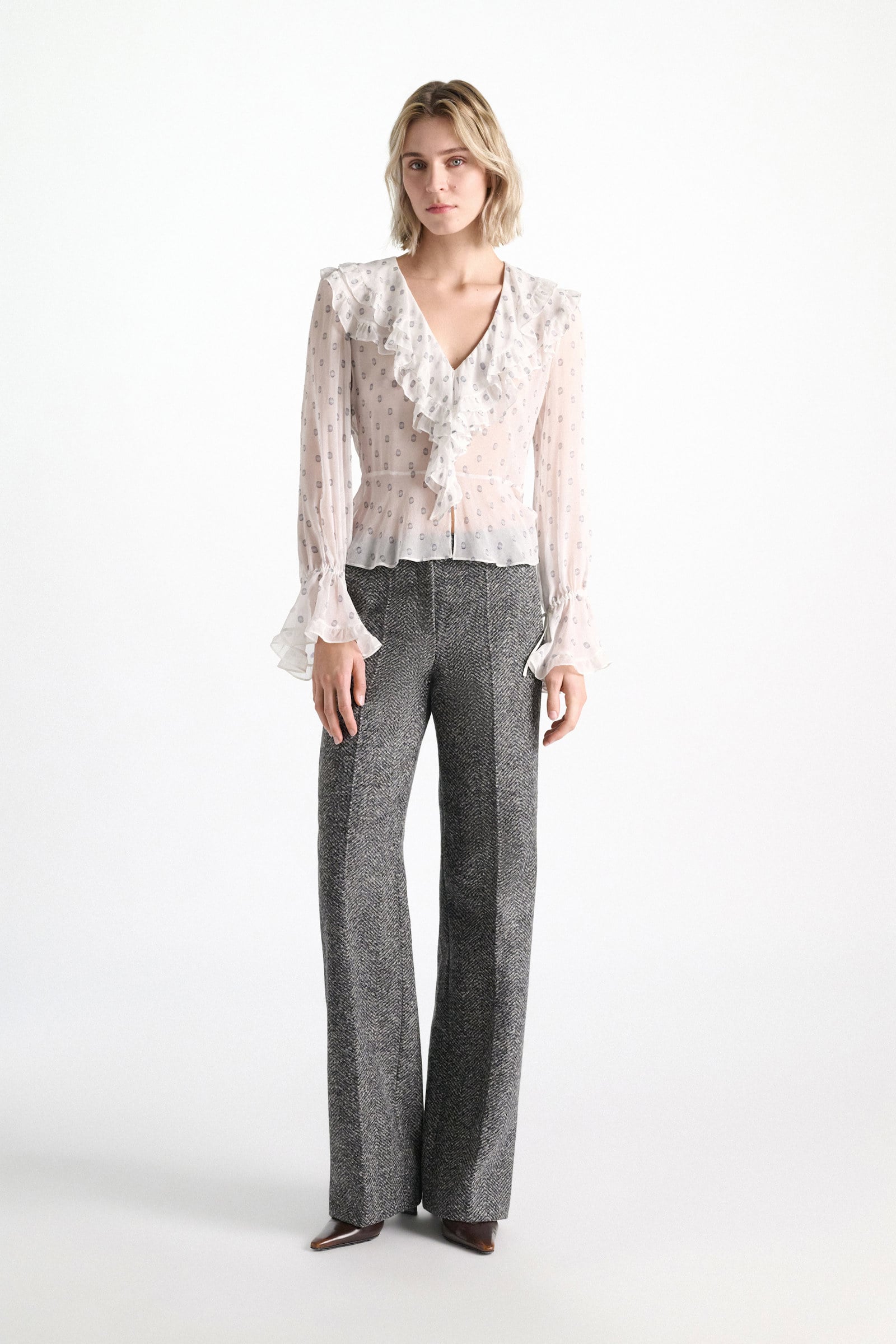 Dorothee Schumacher Silk crepe chiffon blouse camellia white Model Detail View