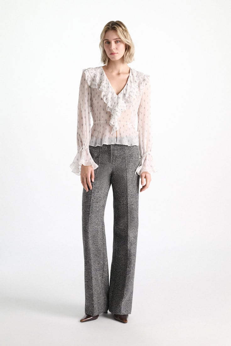 Dorothee Schumacher Silk crepe chiffon blouse camellia white Model Detail View
