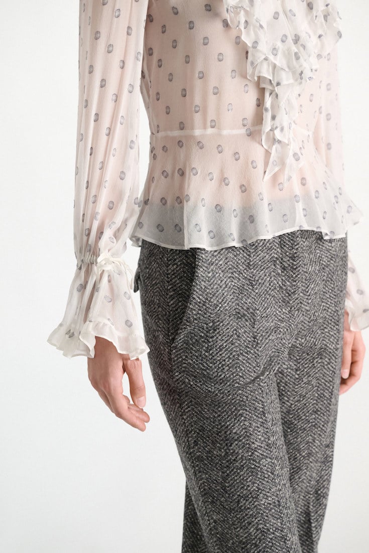 Dorothee Schumacher Silk crepe chiffon blouse camellia white Model Detail View