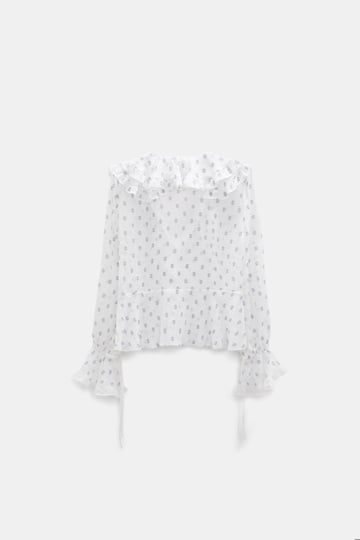 Dorothee Schumacher Volantbluse aus Seiden-Crêpe-Chiffon camellia white Product Detail View