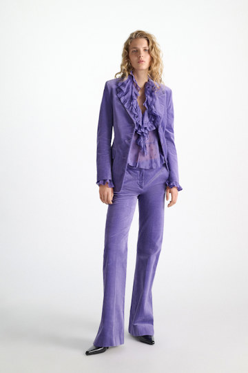 Dorothee Schumacher Silk crepe chiffon blouse violet Model Front View