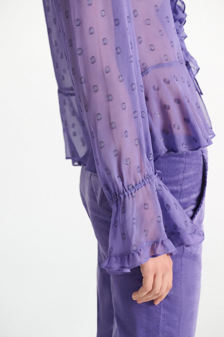 Dorothee Schumacher Silk crepe chiffon blouse violet Model Detail View