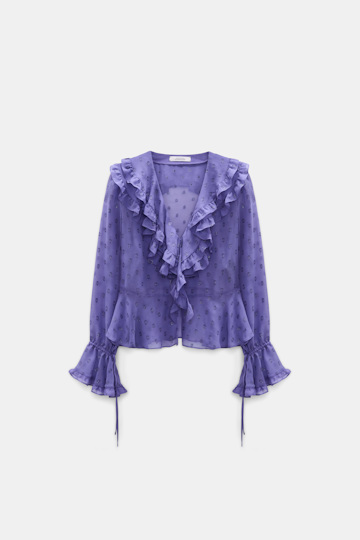 Dorothee Schumacher Silk crepe chiffon blouse violet Product Front View