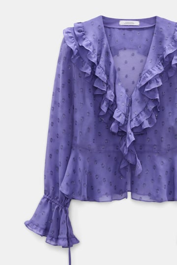 Dorothee Schumacher Volantbluse aus Seiden-Crêpe-Chiffon violet Product Detail View