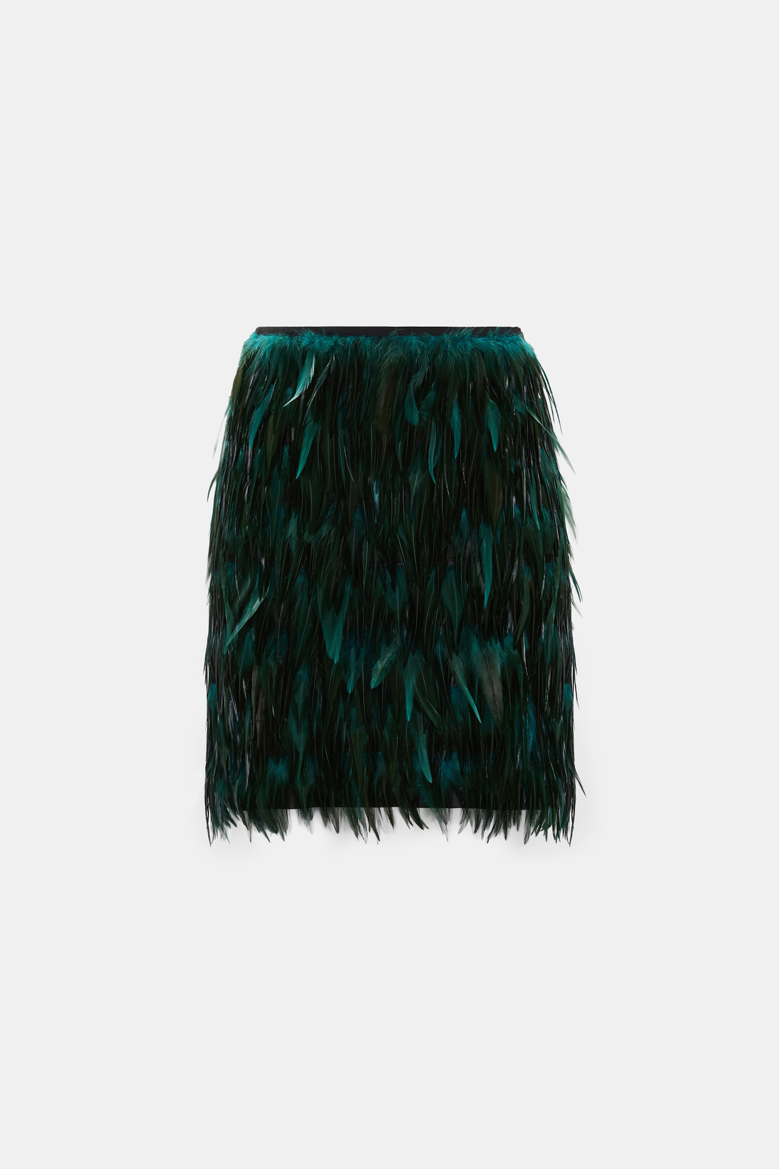 Dorothee Schumacher Glossy feather miniskirt emerald Product Front View