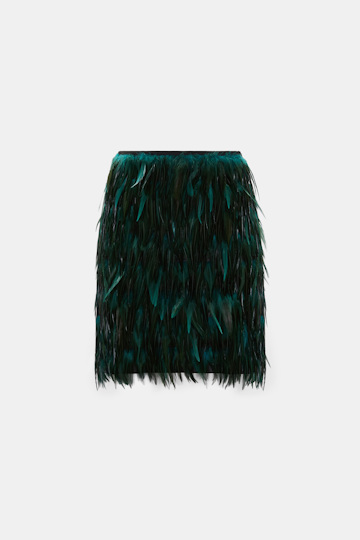 Dorothee Schumacher Glossy feather miniskirt emerald Product Front View