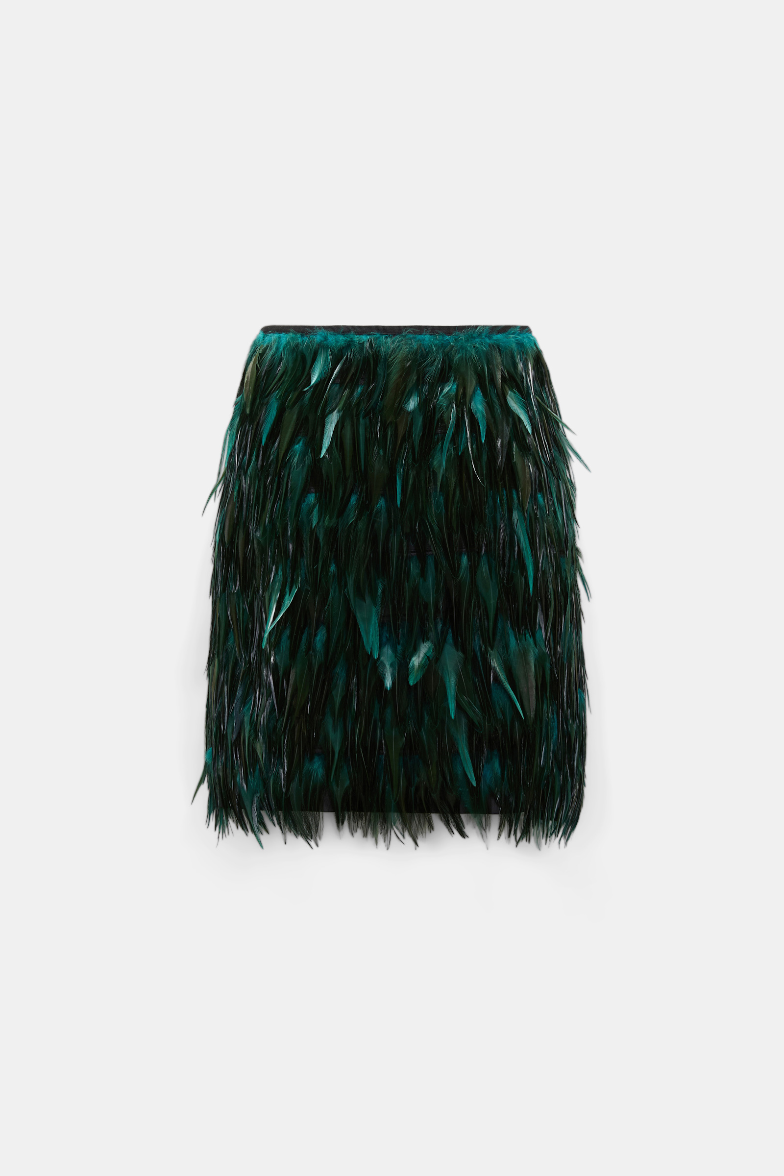 Dorothee Schumacher Glossy feather miniskirt emerald Product Detail View