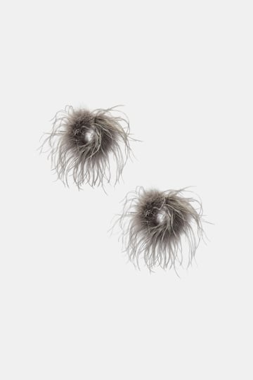 Dorothee Schumacher Ostrich feather cuffs grey Product Front View