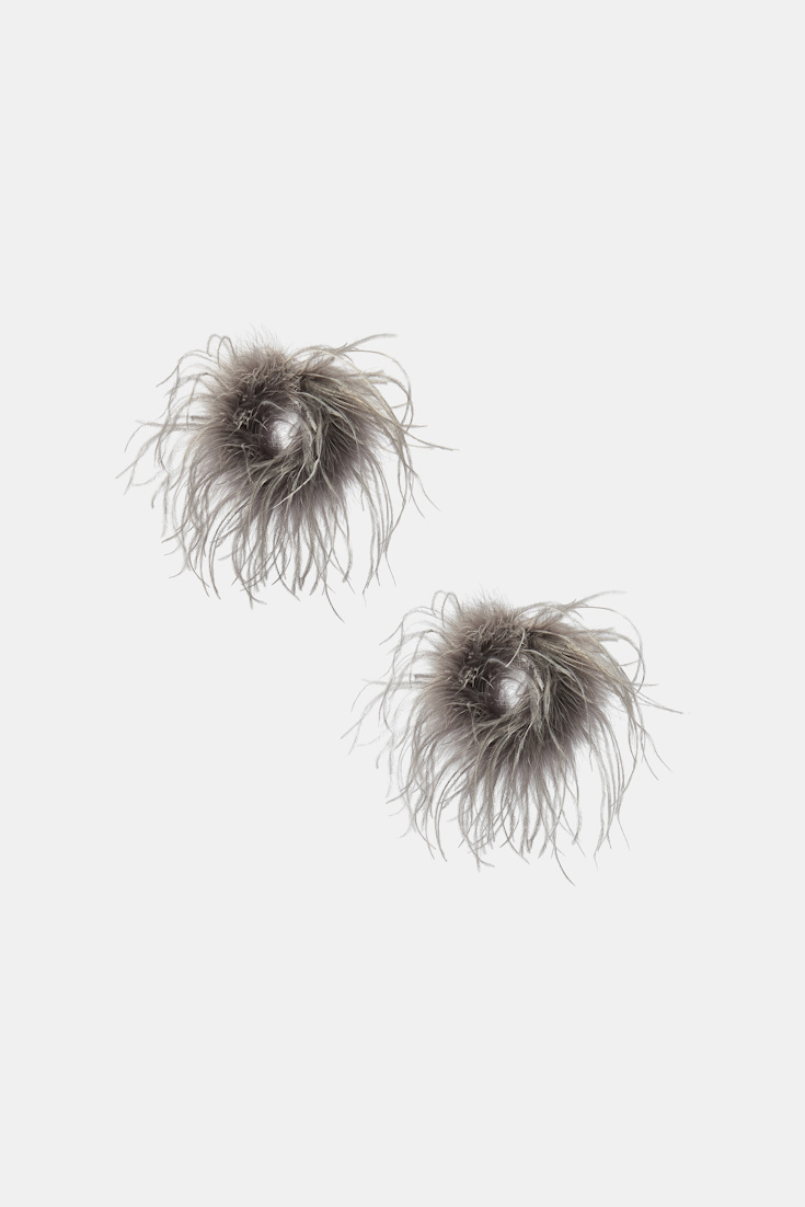 Dorothee Schumacher Ostrich feather cuffs grey Product Front View