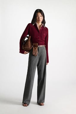 Dorothee Schumacher Cardigan with contrast collar dark burgundy