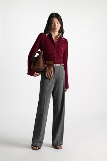 Dorothee Schumacher Fluffy Cardigan mit Hemdkragen dark burgundy