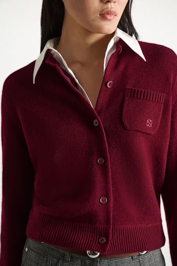 Dorothee Schumacher Fluffy Cardigan mit Hemdkragen dark burgundy