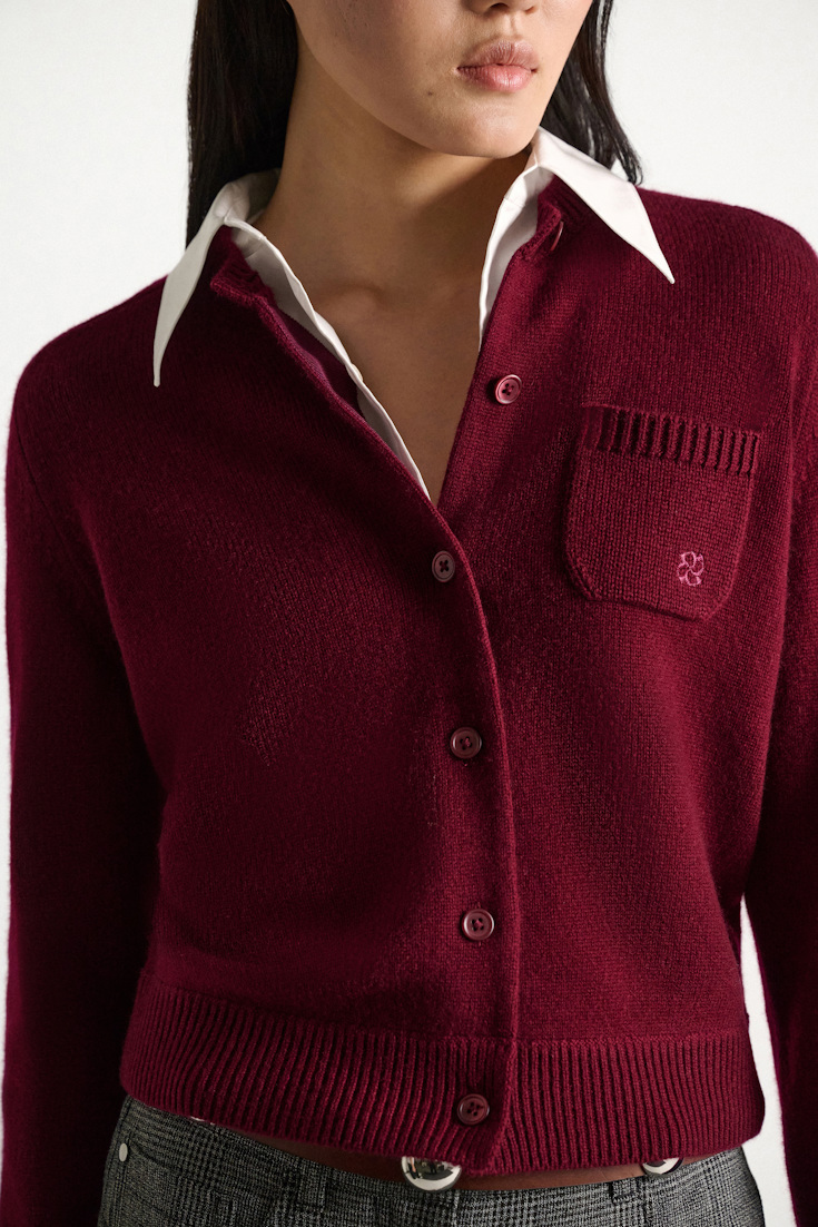 Dorothee Schumacher Fluffy Cardigan mit Hemdkragen dark burgundy