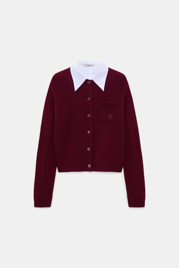 Dorothee Schumacher Fluffy Cardigan mit Hemdkragen dark burgundy