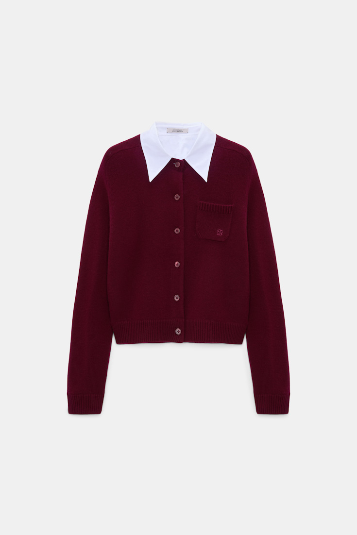 Dorothee Schumacher Fluffy Cardigan mit Hemdkragen dark burgundy