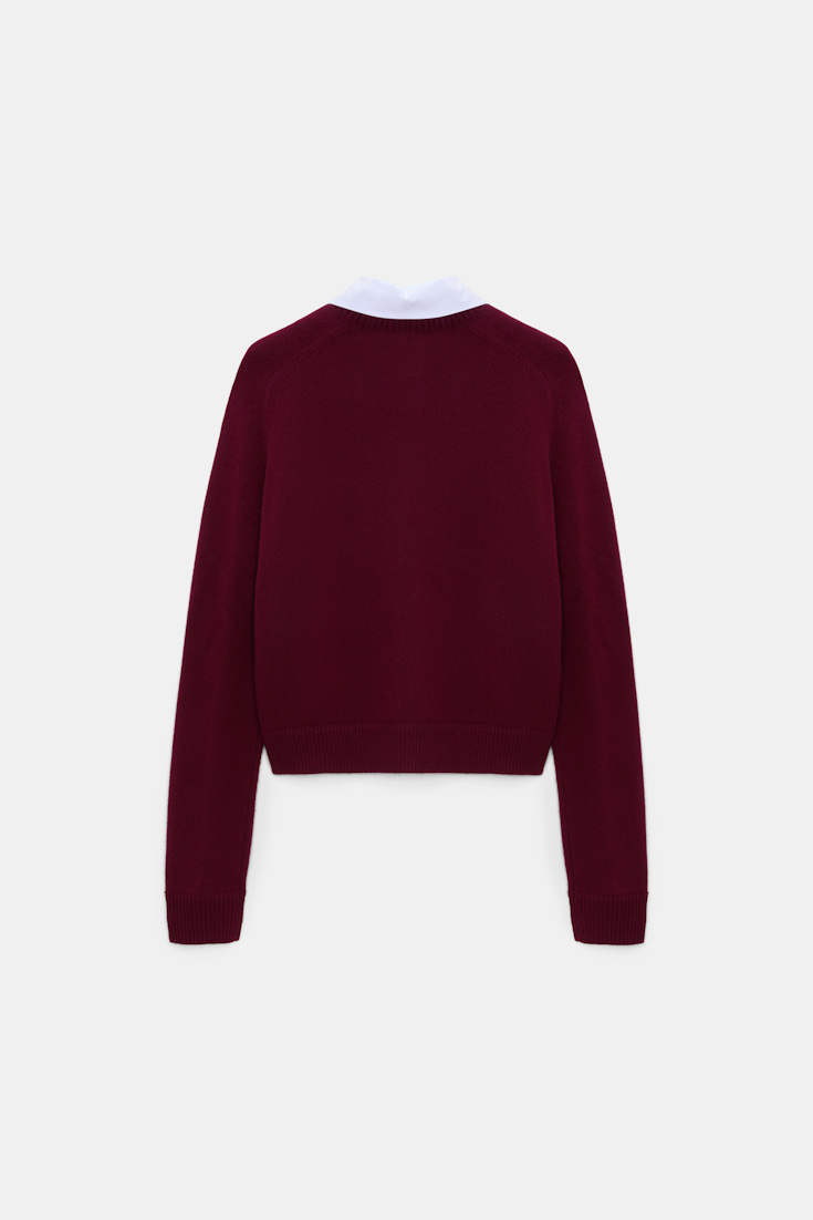 Dorothee Schumacher Fluffy Cardigan mit Hemdkragen dark burgundy