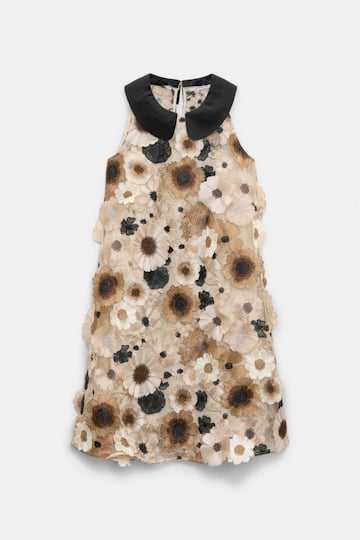 Dorothee Schumacher Kleid mit dreidimensionaler Blumenstickerei multi flower camel Product Front View