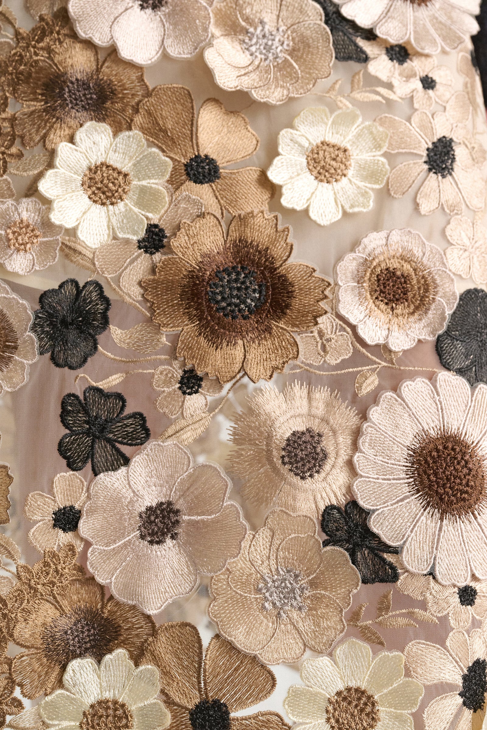 Dorothee Schumacher Midi-Rock mit dreidimensionaler Blumenstickerei multi flower camel Model Detail View