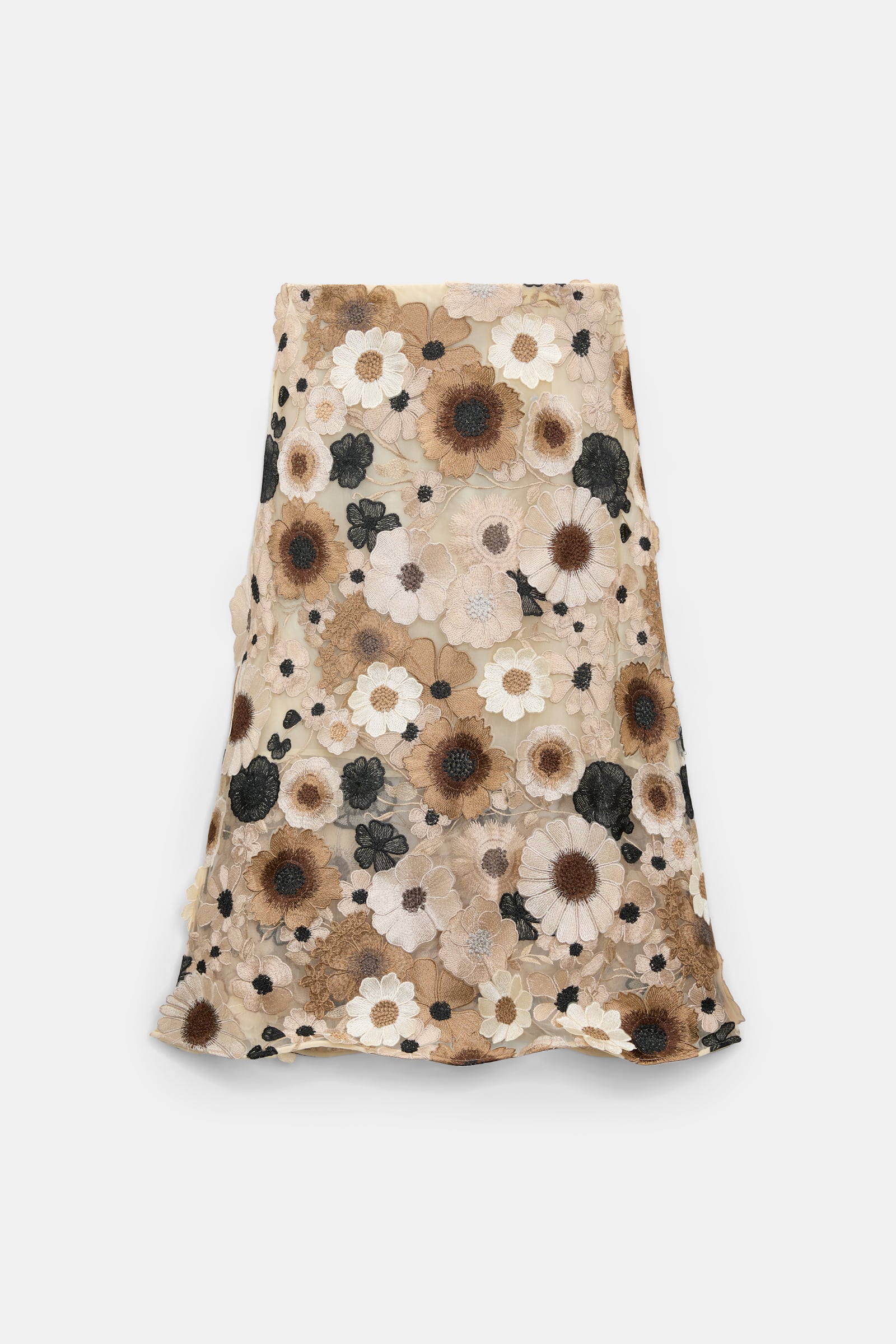 Dorothee Schumacher Midi-Rock mit dreidimensionaler Blumenstickerei multi flower camel Product Front View