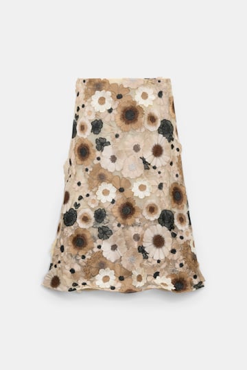 Dorothee Schumacher Midi-Rock mit dreidimensionaler Blumenstickerei multi flower camel Product Front View