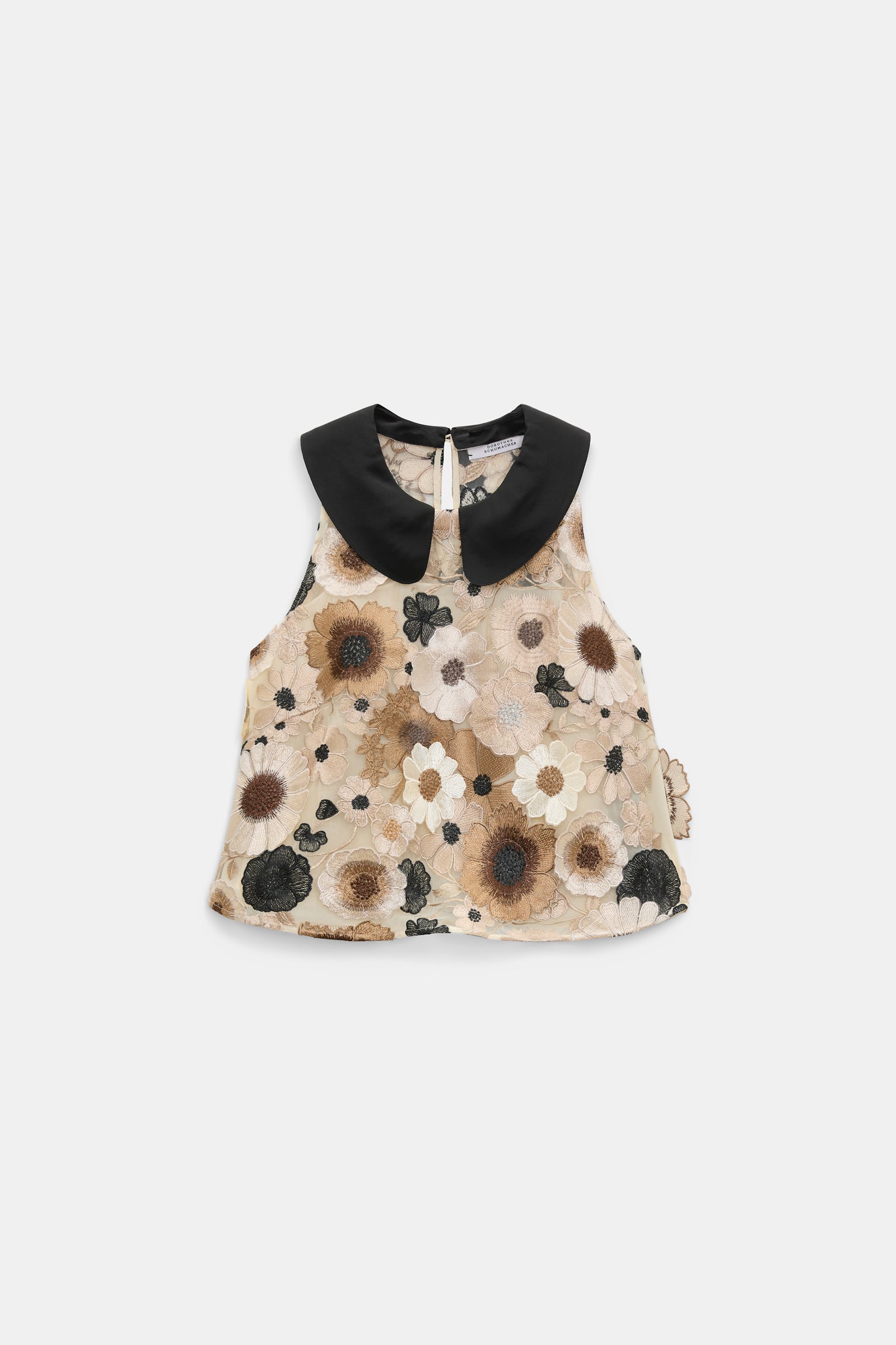 Dorothee Schumacher A-line top with 3D embroidery multi flower camel Product Front View