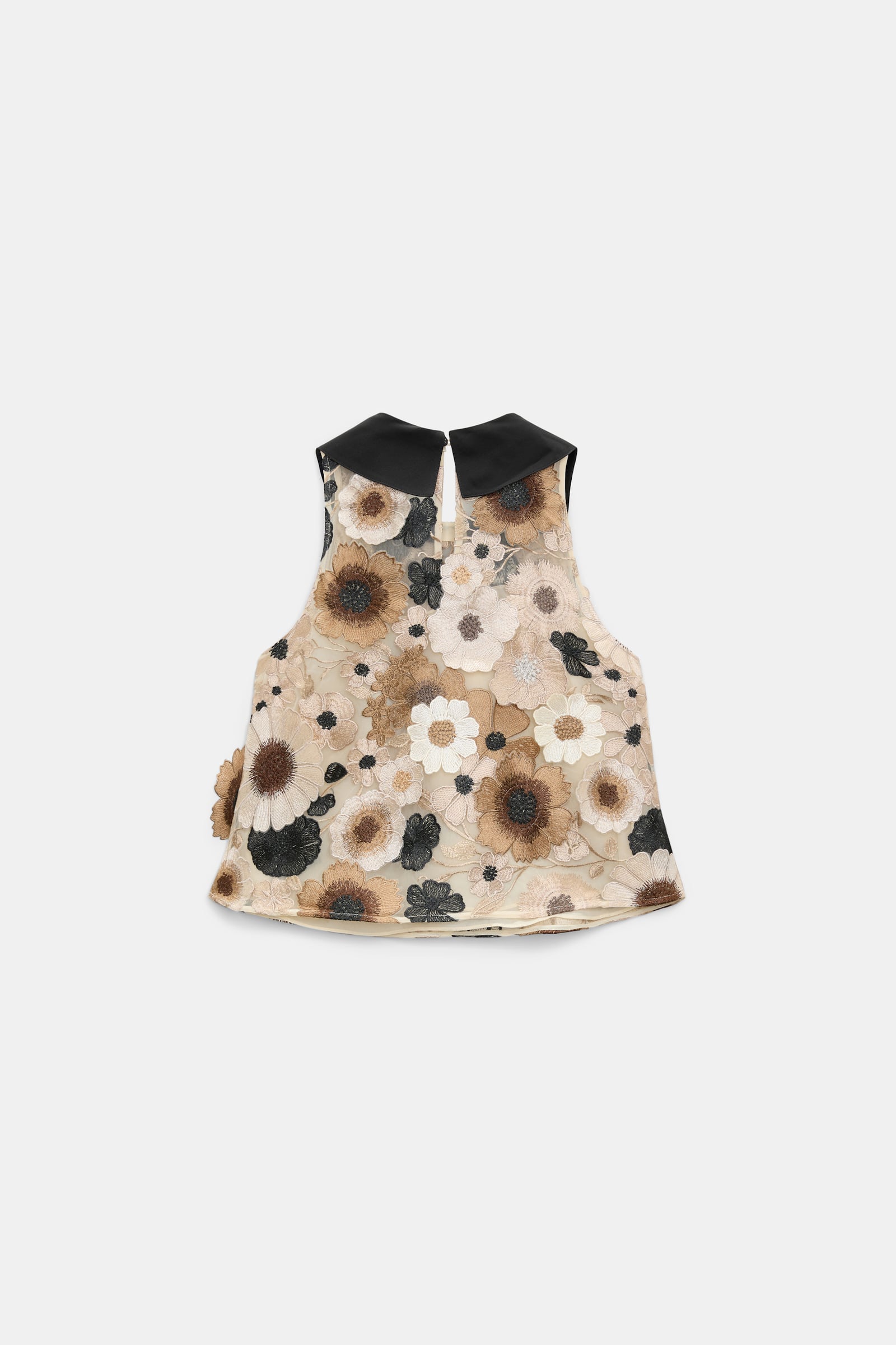 Dorothee Schumacher A-line top with 3D embroidery multi flower camel Product Detail View