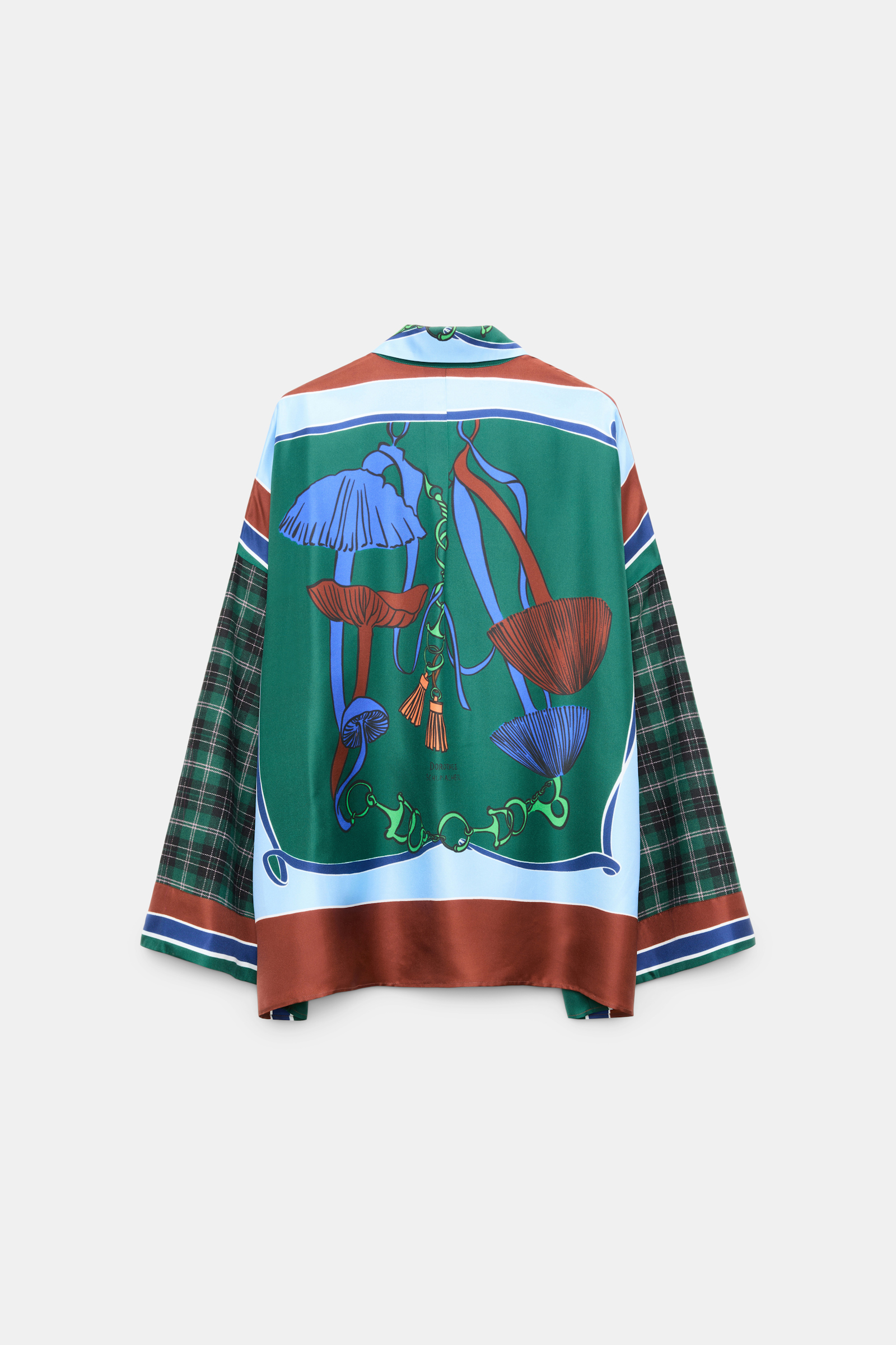 Dorothee Schumacher Oversize-Bluse mit gemischten Mustern fungus green Product Detail View