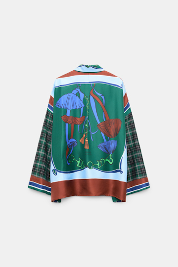 Dorothee Schumacher Oversize-Bluse mit gemischten Mustern fungus green Product Detail View