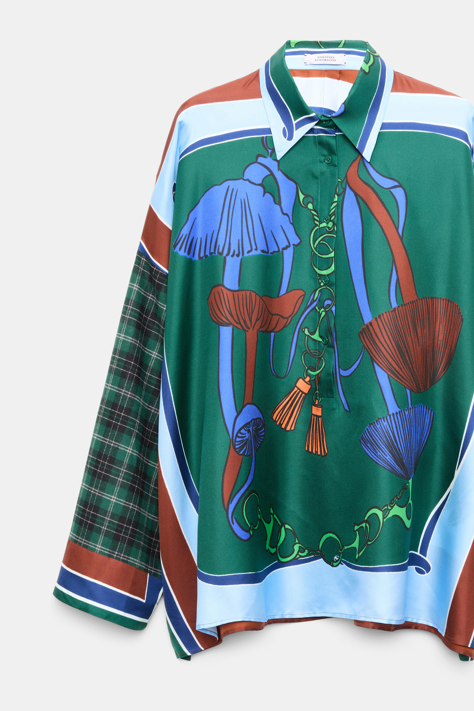 Dorothee Schumacher Oversize-Bluse mit gemischten Mustern fungus green Product Detail View