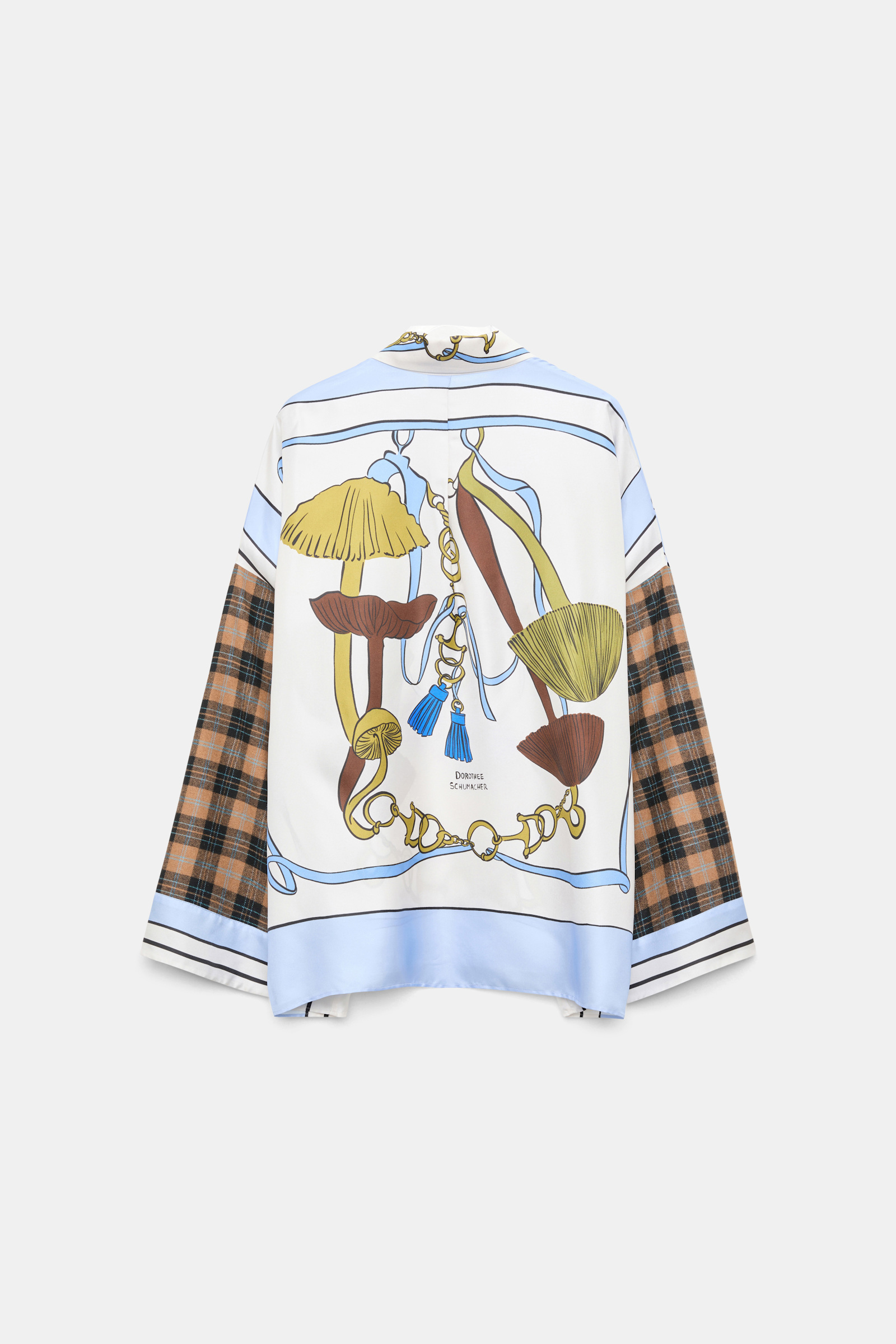 Dorothee Schumacher Oversized mixed print silk twill blouse Blue Ribbon scarf Product Detail View
