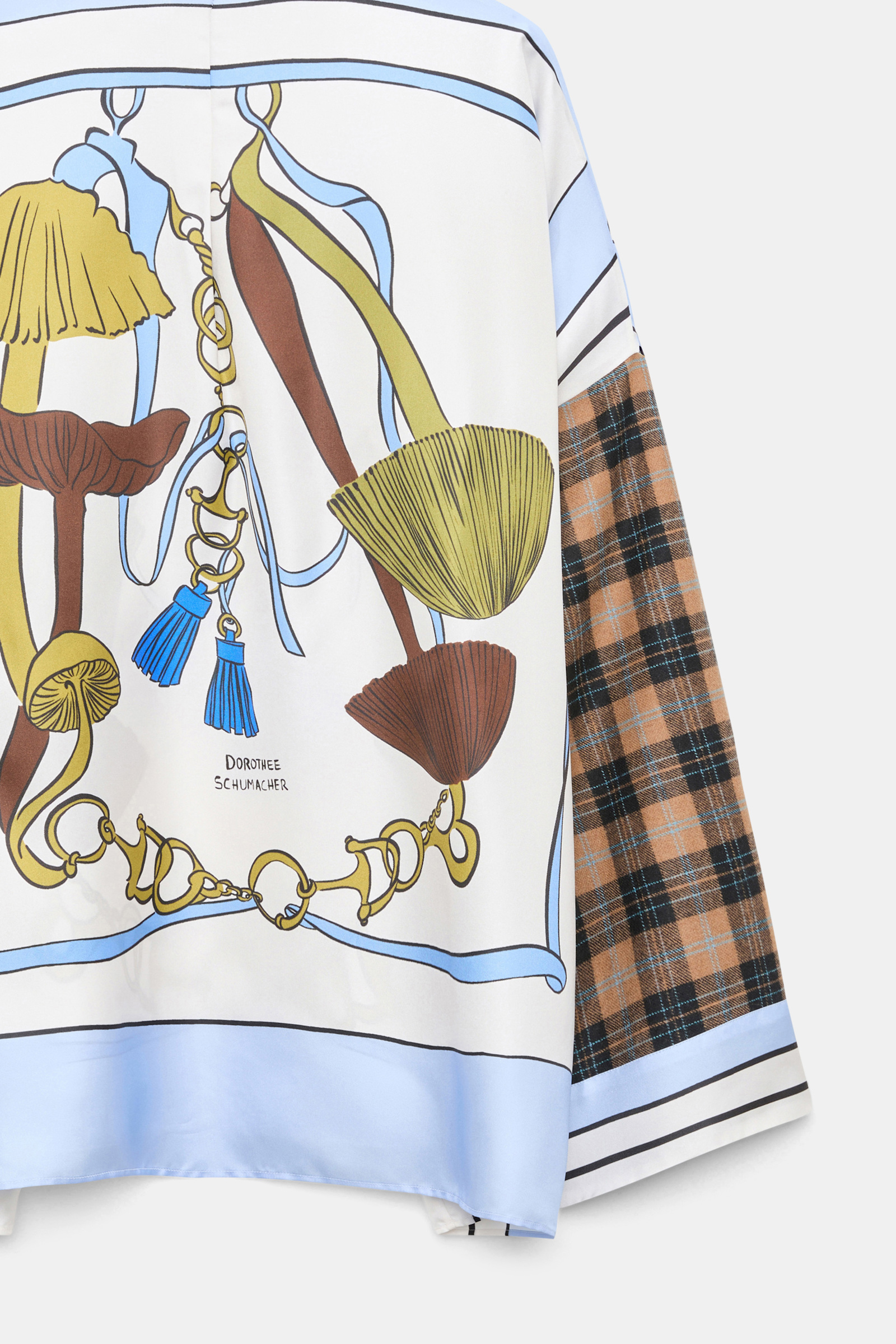 Dorothee Schumacher Oversized mixed print silk twill blouse Blue Ribbon scarf Product Detail View