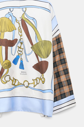 Dorothee Schumacher Oversized mixed print silk twill blouse Blue Ribbon scarf Product Detail View