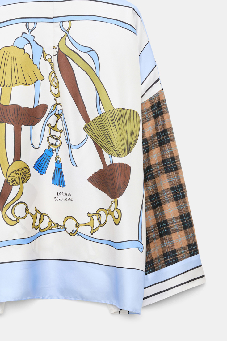 Dorothee Schumacher Oversized mixed print silk twill blouse Blue Ribbon scarf Product Detail View