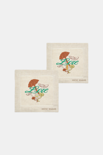 Dorothee Schumacher Set of two hand-embroidered napkins fungus brown Product Front View