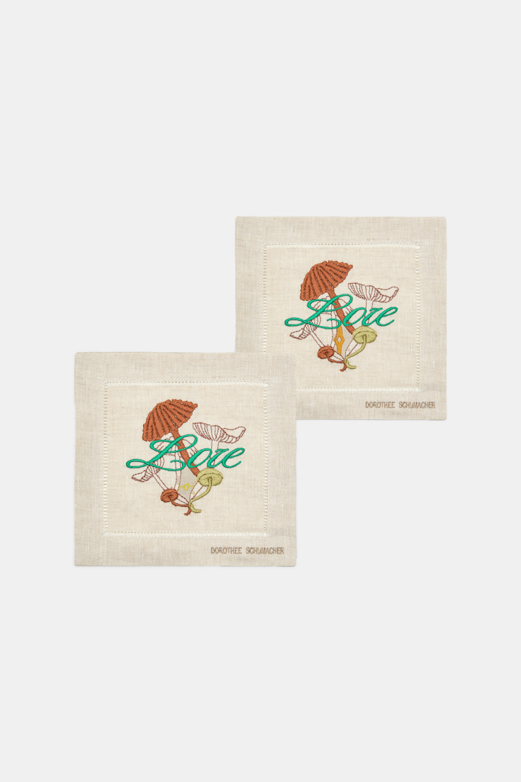 Dorothee Schumacher Set of two hand-embroidered napkins fungus brown Product Front View