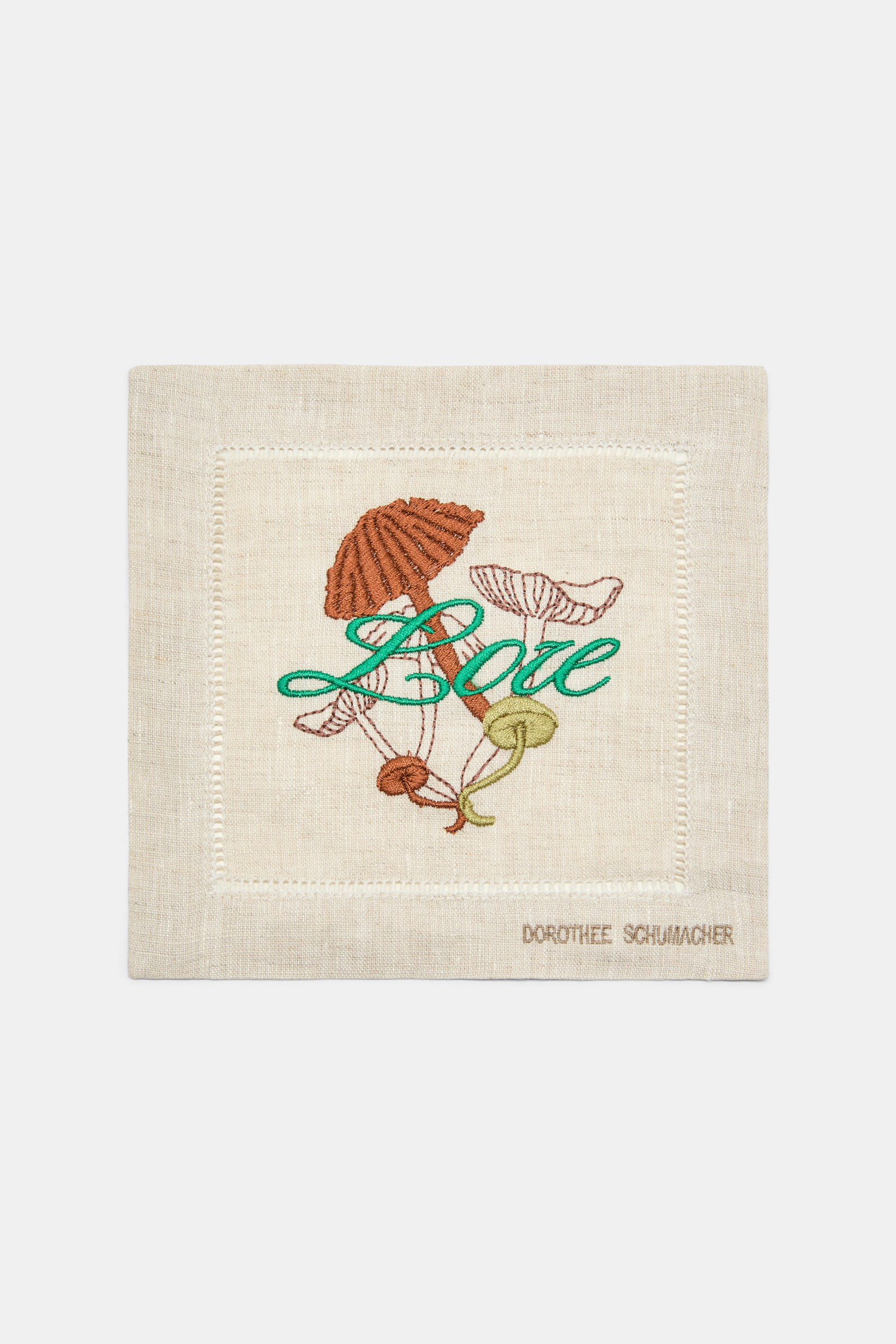 Dorothee Schumacher Set of two hand-embroidered napkins fungus brown Product Detail View