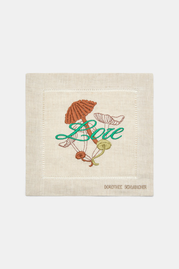 Dorothee Schumacher Set of two hand-embroidered napkins fungus brown Product Detail View