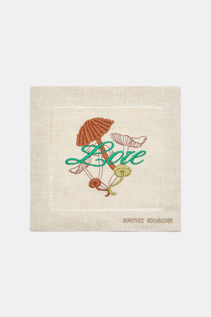 Dorothee Schumacher Set of two hand-embroidered napkins fungus brown Product Detail View