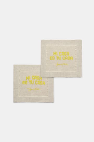 Dorothee Schumacher Set of two hand-embroidered napkins Mi Casa yellow Product Front View